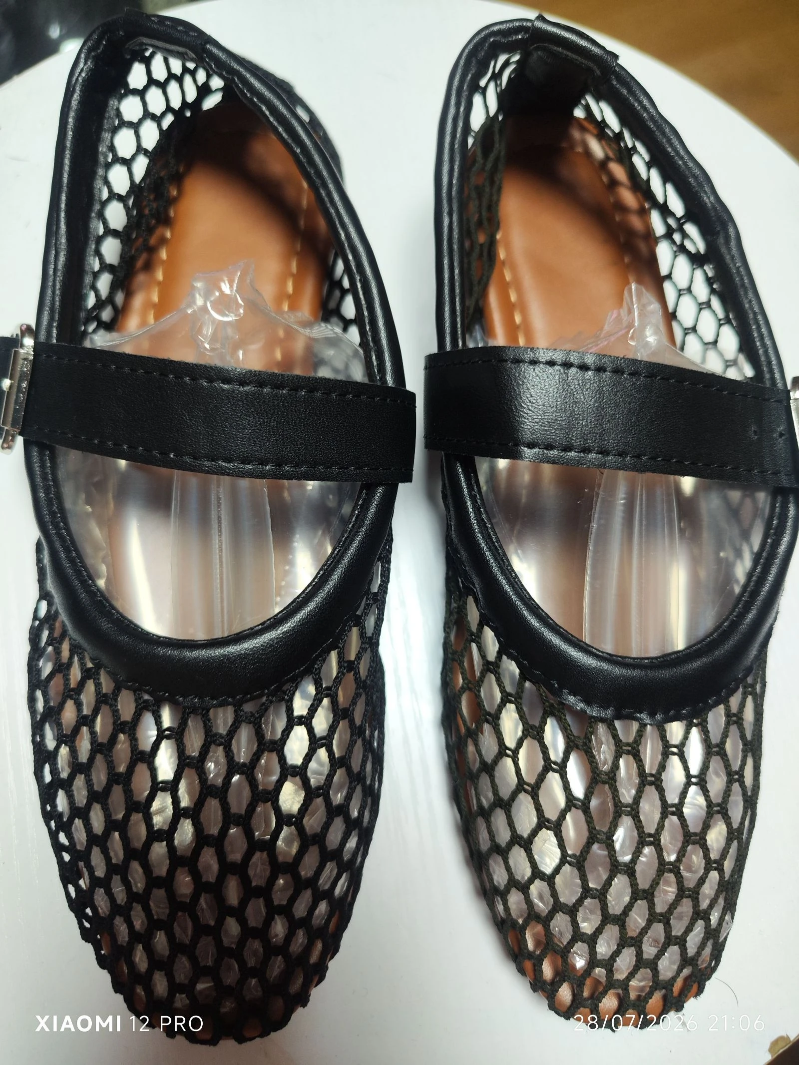 Black openwork Mary Janes / Ballet flats with buckle (New) – photo 2